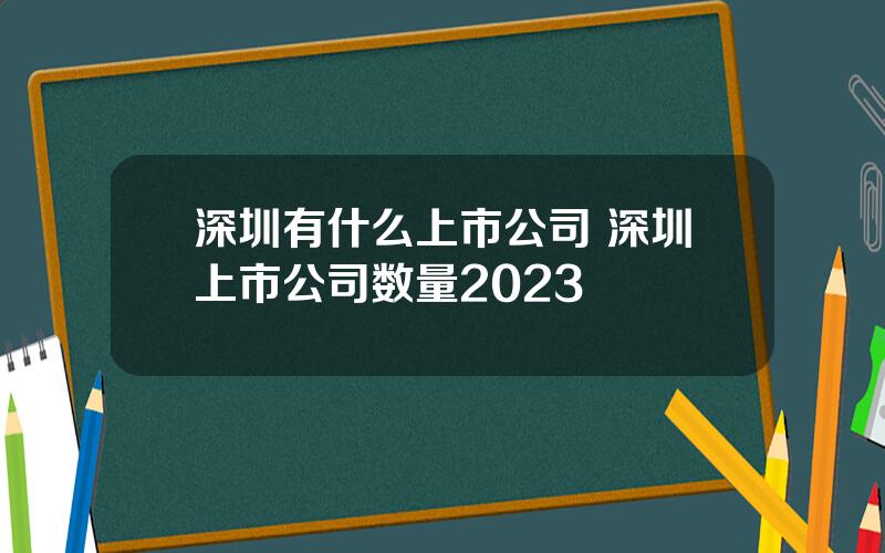 深圳有什么上市公司 深圳上市公司数量2023